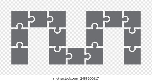 Simple icon polygonal puzzle of triangles in gray. Simple icon puzzle of the fifteen elements  on transparent background for your web site design, app, UI. EPS10.