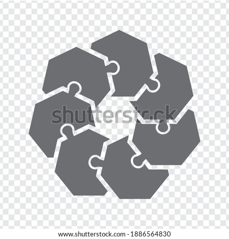 Simple icon polygonal puzzles in gray. Simple icon heptagon puzzle of the seven elements on transparent background for your web site design, app, UI. EPS10.