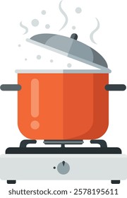 Simple icon of pot on stove cooking