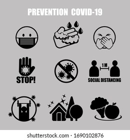 Icono simple para la prevención de la propagación de COVID-19