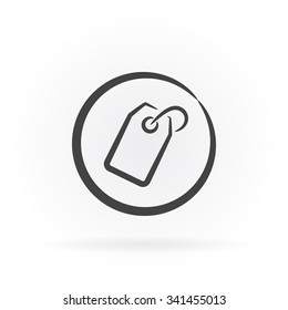 Simple icon of price tag in circle with shadow.