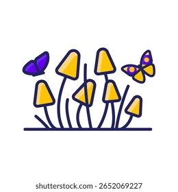 Simple icon of psilocybin mushrooms. Linear style editable stroke