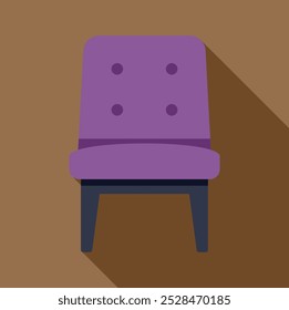 Simple icon of a purple upholstered chair casting a long shadow on a brown background