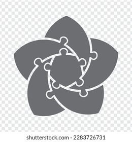 Simple icon puzzle in gray. Simple icon puzzle of the five elements and center on transparent background for your web site design, app, UI. EPS10.