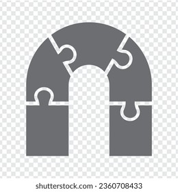 Simple icon puzzle in gray. Simple icon puzzle of the five elements  for your design. EPS10.