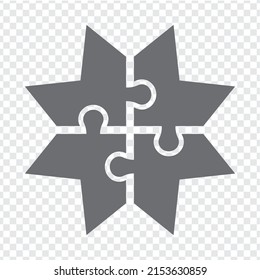 Sencillo rompecabezas en gris. Sencillo rompecabezas de iconos de los cuatro elementos sobre fondo transparente para el diseño de su sitio web, aplicación, interfaz de usuario. EPS10.