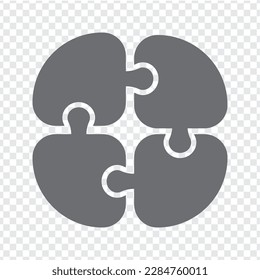 Sencillo rompecabezas en gris. Sencillo rompecabezas de iconos de los cuatro elementos sobre fondo transparente para el diseño de su sitio web, aplicación, interfaz de usuario. EPS10.