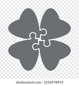 Simple icon puzzle in gray. Simple icon puzzle of the four elements on transparent background for your web site design, app, UI. EPS10.