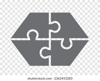 Simple icon puzzle in gray. Simple icon puzzle hexagon of the four elements  for your design. EPS10.