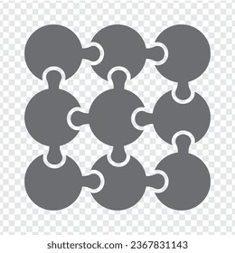 Simple icon puzzle in gray. Simple icon puzzle of the nine circles elements on transparent background your web site design, logo, app, UI.  Vector.  EPS10.