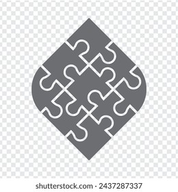 Simple icon puzzle in gray. Simple icon puzzle of the nine elements  on transparent background for your web site design, app, UI. EPS10.