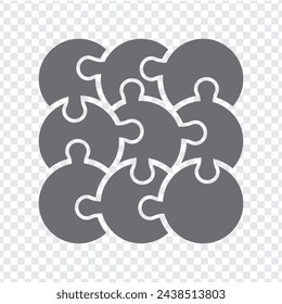 Simple icon puzzle in gray. Simple icon puzzle of the nine elements  on transparent background for your web site design, app, UI. EPS10.