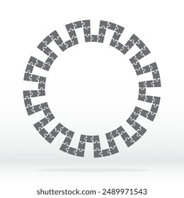 Simple icon puzzle in gray. Simple icon puzzle of ninety six  elements on white  background with shadow for your web site design, app, UI. EPS10.