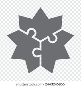 Simple icon puzzle in gray. Simple icon polygonal puzzle of the  three elements on transparent background for your web site design, app, UI. EPS10.