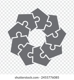 Simple icon puzzle in gray. Simple icon polygonal puzzle of the nine elements  on transparent background for your web site design, app, UI. EPS10.