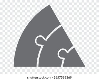 Simple rompecabezas de iconos en gris. Simple rompecabezas del sector del icono de los tres Elementos diferentes sobre fondo transparente para su diseño de Sitio web, App, UI. EPS10.