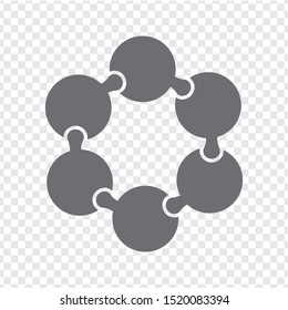 Simple icon puzzle in gray. Simple icon puzzle of the six circles elements on transparent background your web site design, logo, app, UI.  Vector illustration EPS10.