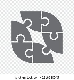 Simple icon puzzle in gray. Simple icon puzzle of the six elements  for your design. EPS10.