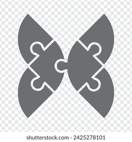 Simple icon puzzle in gray. Simple icon puzzle of the six elements  for your design. Butterfly. EPS10.