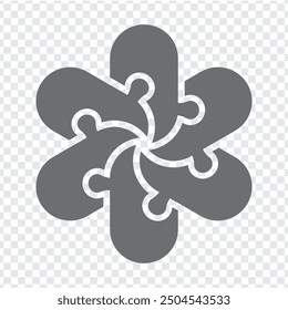 Simple icon puzzle in gray. Simple icon puzzle of the six elements  on transparent background for your web site design, app, UI. EPS10.