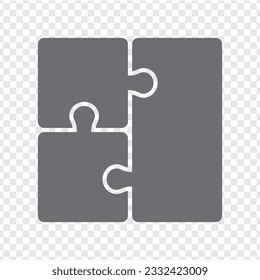 Simple icon puzzle in gray. Simple icon square puzzle of the three elements  on transparent background for your web site design, app, UI. EPS10.