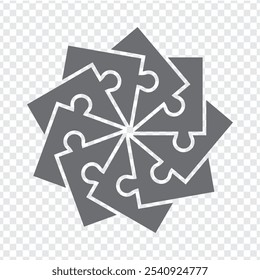 Simple icon puzzle in gray. Simple icon square puzzle of the nine elements  on transparent background for your web site design, app, UI. EPS10.