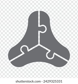 Simple icon puzzle in gray. Simple icon puzzle of the three elements  on transparent background for your web site design, app, UI. EPS10.