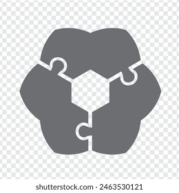 Simple icon puzzle in gray. Simple icon puzzle of the three elements  on transparent background for your web site design, app, UI. EPS10.