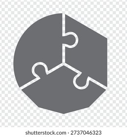 Simple icon puzzle in gray. Simple icon puzzle of the three different elements on transparent background for your web site design, app, UI. EPS10.