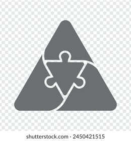 Simple icon puzzle in gray. Simple icon triangle puzzle of the four elements  on transparent background for your web site design, app, UI. EPS10.