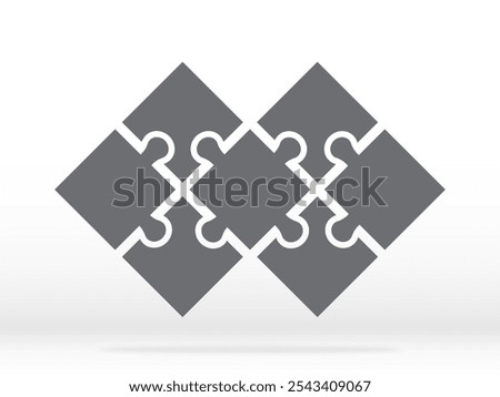 Simple icon puzzle in grey. Simple icon puzzle of the seven elements with shadow for your web site design, app, UI. Stock vector.  EPS10. 
