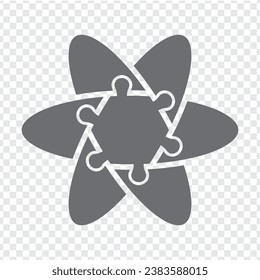 Simple icon of puzzle in grey.  Simple icon puzzle of the six elements and center on transparent background for your web site design, logo, app, U. EPS10.