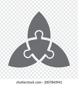 Simple icon puzzles in gray. Simple icon  puzzle of the three elements  and center on transparent background for your web site design, app, UI. EPS10.