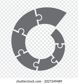 Einfache Icon-Rätsel auf Grau. Einfache Icon Spiralpuzzle der sieben Elemente auf transparentem Hintergrund für Ihr Web-Site-Design, App, UI. EPS10.