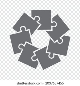 Simple icon puzzles in gray. Simple icon square puzzle of the seven elements  on transparent background for your web site design, app, UI. EPS10.