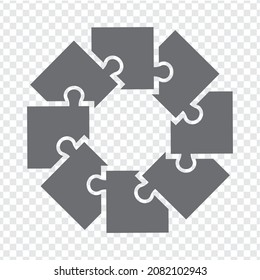 Simple icon puzzles in gray. Simple icon square puzzle of the eight elements  on transparent background for your web site design, app, UI. EPS10.