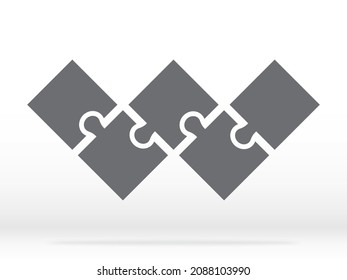 Simple icon puzzles in gray. Simple icon square puzzle of the five elements  on gray background for your web site design, app, UI. EPS10.