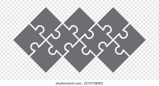 Simple icon puzzles in grey. Simple icon puzzle of the ten elements on transparent background for your web site design, app, UI. Stock vector.  EPS10. 