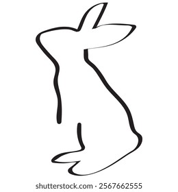 simple icon of a rabbit drawn with an original outline standing on its hind legs, for Easter or other designs or logos	