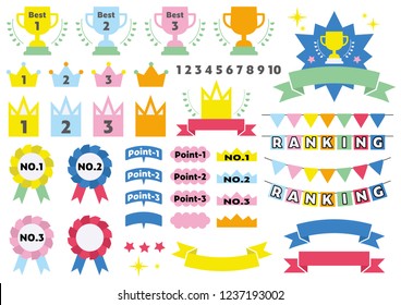 simple icon for ranking - colorful color version -