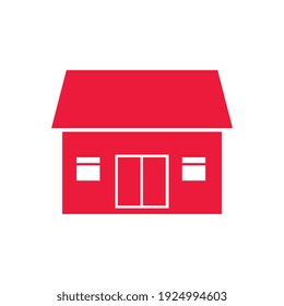Icono simple de la casa de cabaña privada de color rojo, ilustración vectorial plana