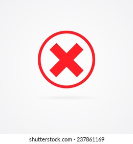 Simple icon of reject sign in circle. Shadow and isolated on white background.