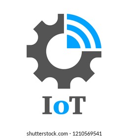 Simple icon to represent the Internet of Things (IoT) concept. Gear, settings and network. Iot, Industry 4.0, 5G