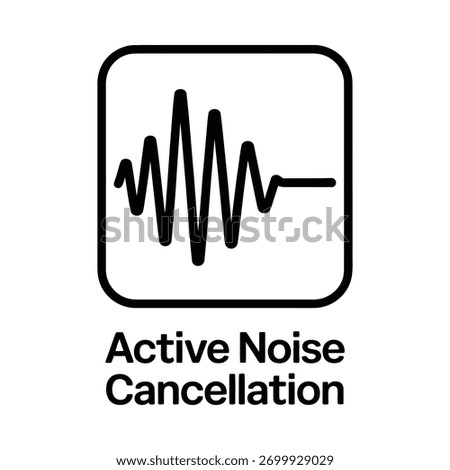 Simple icon representing active noise cancellation technology with sound wave