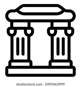 Simple icon representing ancient greek architecture, with its characteristic columns and entablature, evoking classical style
