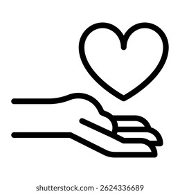 Simple icon representing care and love, ideal for healthcare, charity, and emotional support branding.