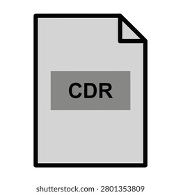 A simple icon representing a CDR file document symbol on a gray background