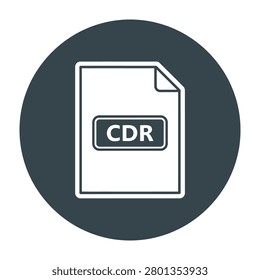 A simple icon representing a CDR file document symbol on a dark background