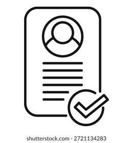 Icono simple que representa el concepto de una solicitud de trabajo validada y aprobada por un gerente de recursos humanos