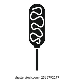 Simple icon representing a corn dog, a popular street food, perfect for projects related to food and snacks